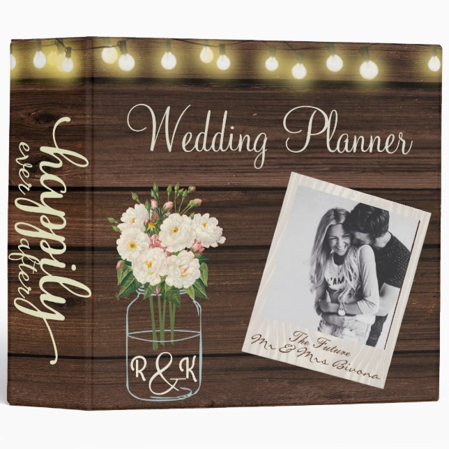 Rustic Simplicity  Wedding Planner 3 Ring Binder (Front/Spine)