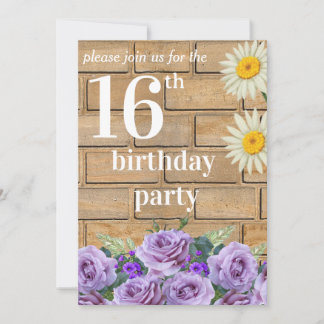 Rustic sixteen Birthday Invitatio String Wood Invitation