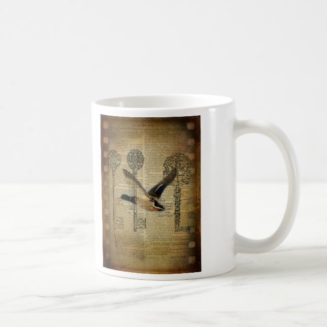 rustic skeleton keys western country mallard duck coffee mug (Right)