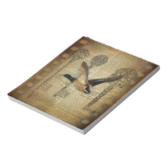 rustic skeleton keys western country mallard duck notepad (Rotated)
