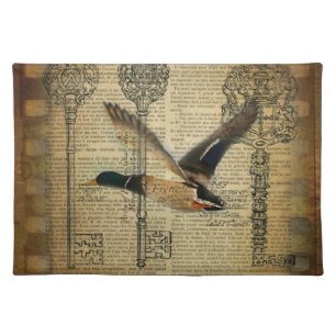 rustic skeleton keys western country mallard duck placemat