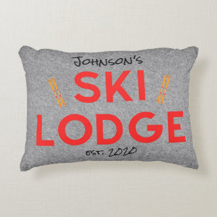 Rustic Ski Lodge Personalized Accent Pillow