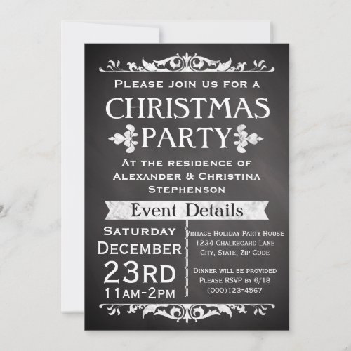 Rustic Slate Christmas Party Invitation