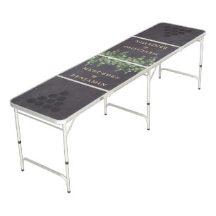Rustic Slate Eucalyptus Greenery Custom Wedding Beer Pong Table