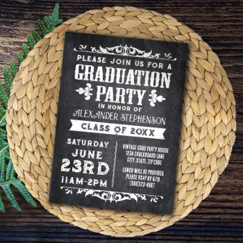 Rustic Slate Graduation Party Invitation by CustomInvites at Zazzle