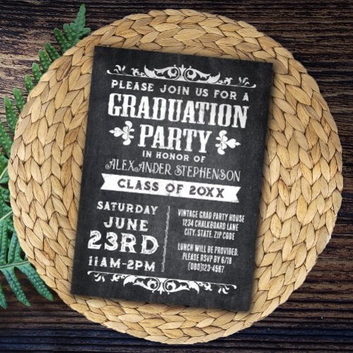 Rustic Slate Graduation Party Invitation