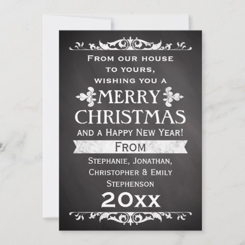 Rustic Slate Vintage Custom Christmas Greeting Holiday Card