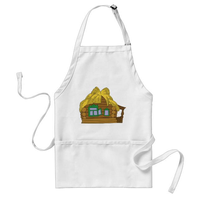 Rustic Slavic Log House Traditional Thatched Roof Adult Apron (Front)