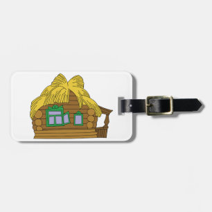 Rustic Slavic Log House Traditional Thatched Roof Luggage Tag