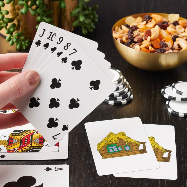 Rustic Slavic Log House Traditional Thatched Roof Poker Cards (Creator Uploaded)