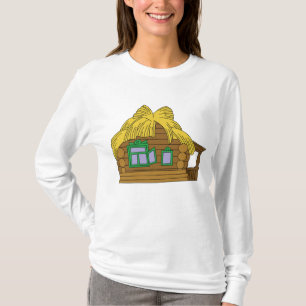 Rustic Slavic Log House Traditional Thatched Roof T-Shirt