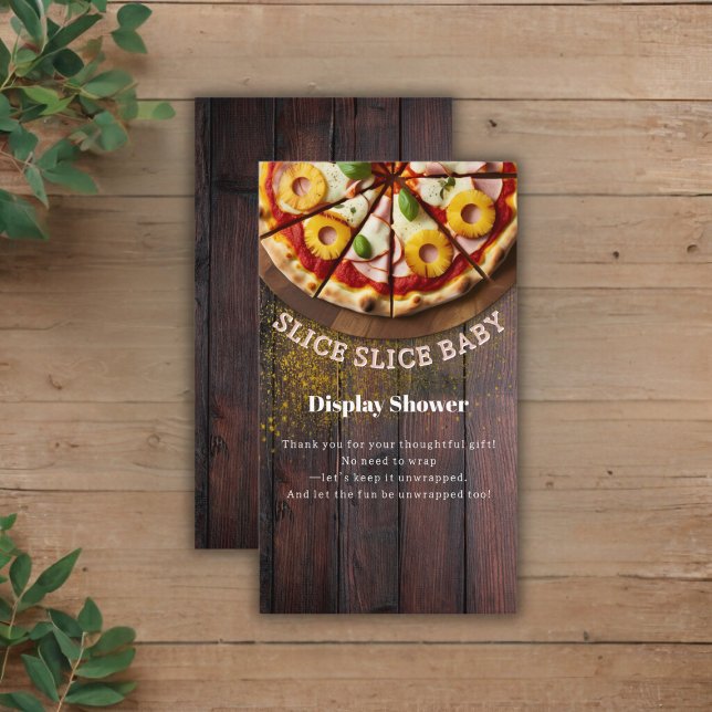 Rustic Slice Slice Pizza Baby Shower Enclosure Card (Creator Uploaded)