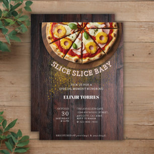 Rustic Slice Slice Pizza Baby Shower Invitation