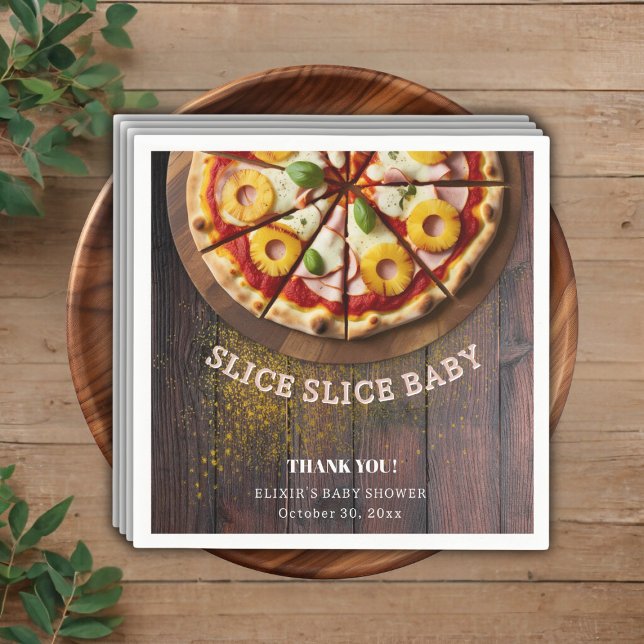 Rustic Slice Slice Pizza Baby Shower Napkins (Creator Uploaded)