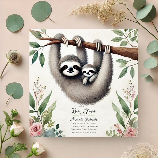 Rustic Sloth Baby Shower Invitation (Rustic Sloth Baby Shower Invitation)
