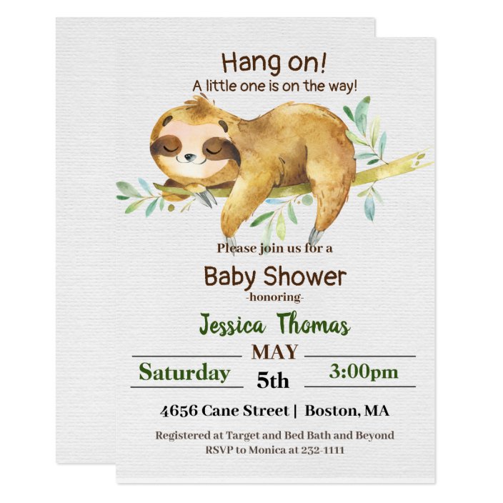 sloth baby shower invitations