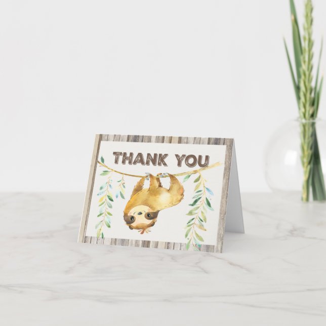 Rustic Sloth Thank You Card (Front)