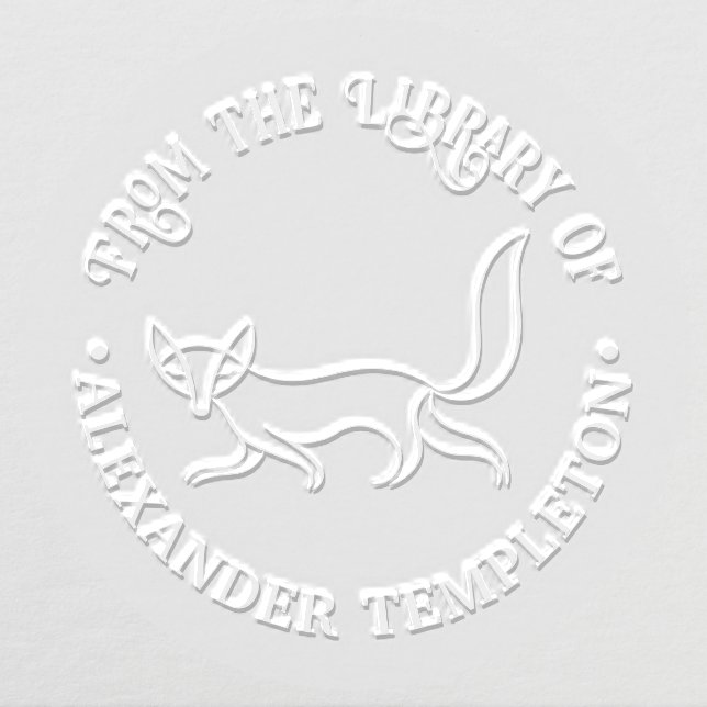 Rustic Sly Fox #3 Round Library Book Name Embosser (Design)