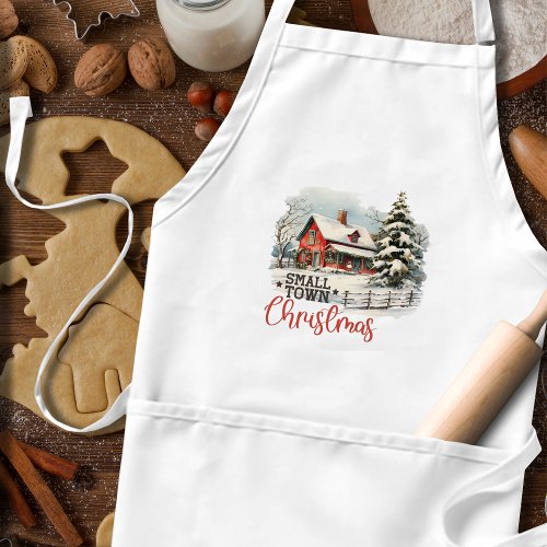 Rustic Small Town Christmas Farmhouse Adult Apron