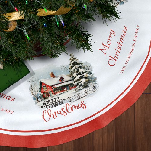 Rustic Small Town Christmas Farmhouse Brushed Polyester Tree Skirt