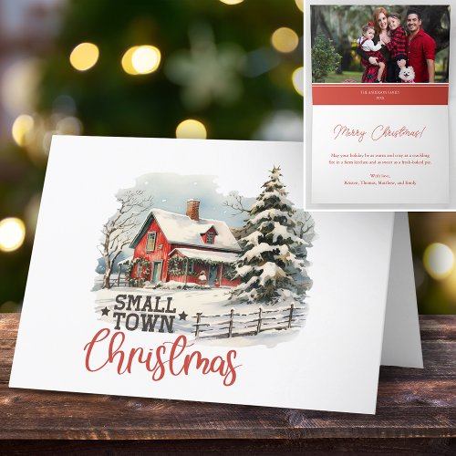 Rustic Small Town Christmas Farmhouse Holiday Card