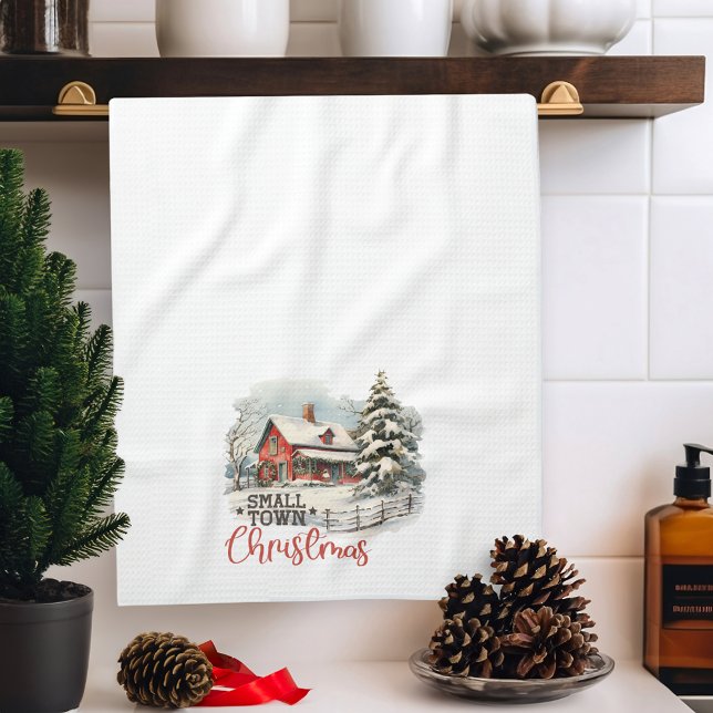 Rustic Small Town Christmas Farmhouse Kitchen Towel (Creator Uploaded)