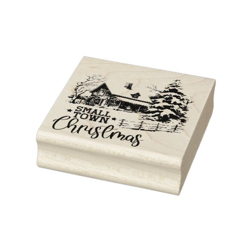 Rustic Small Town Christmas Farmhouse Rubber Stamp
