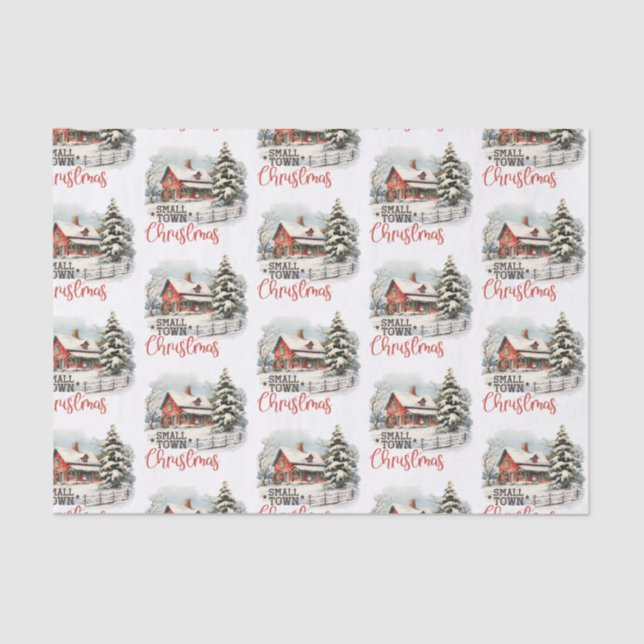Rustic Small Town Christmas Farmhouse Tissue Paper (Front)