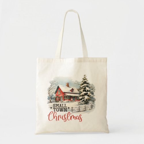 Rustic Small Town Christmas Farmhouse Tote Bag