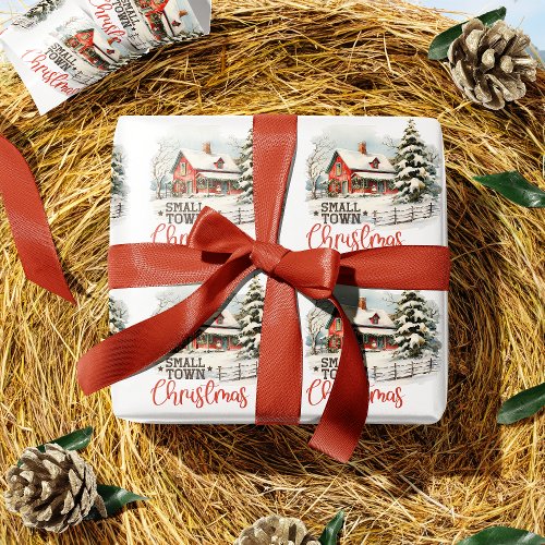 Rustic Small Town Christmas Farmhouse Wrapping Paper
