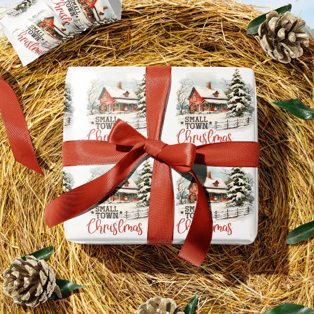 Rustic Small Town Christmas Farmhouse Wrapping Paper (Creator Uploaded)