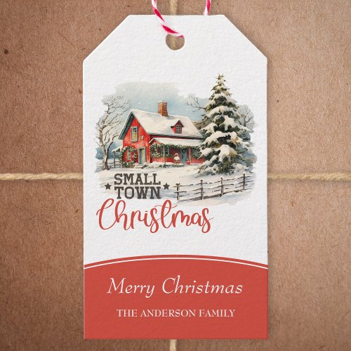 Rustic Small Town Merry Christmas Farmhouse Gift Tags