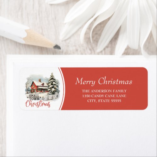 Rustic Small Town Merry Christmas Farmhouse Label