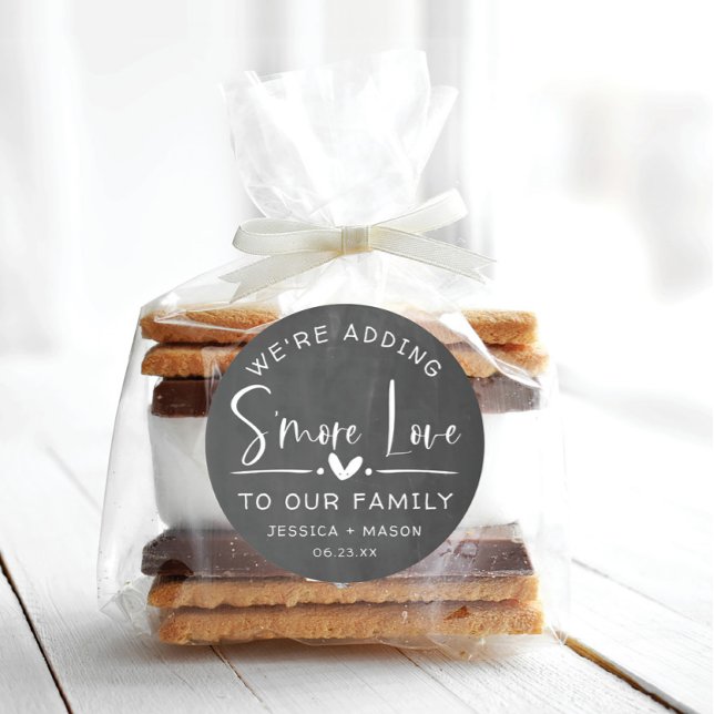 Rustic S'more Love Favor  Classic Round Sticker (Creator Uploaded)