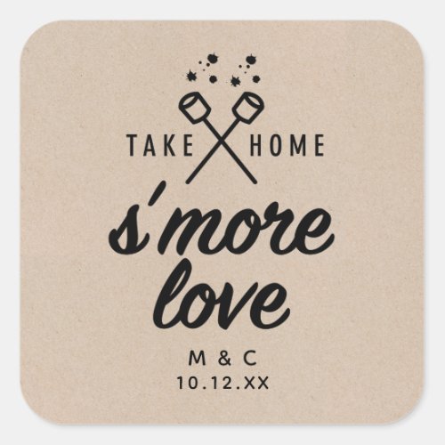 Rustic Smore Love Kraft Wedding Favor Square Stic Square Sticker