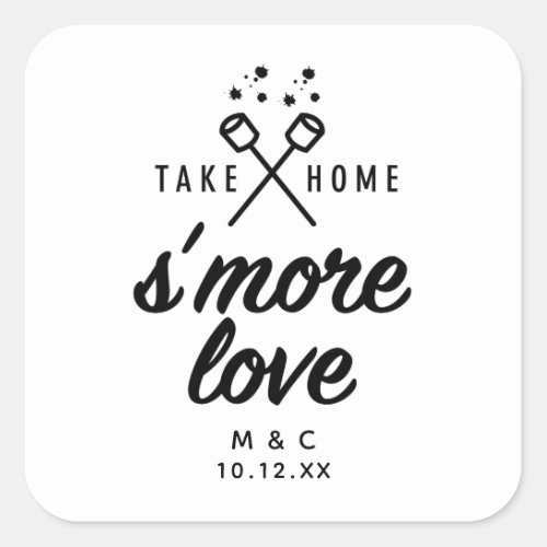 Rustic Smore Love Wedding Favor Square Sticker