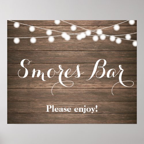 Rustic Smores Bar with String lights Poster