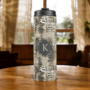 Rustic Snakeskin Animal Print with Monogram Thermal Tumbler