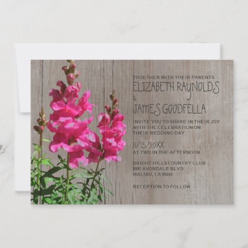 Rustic Snapdragon Wedding Invitations