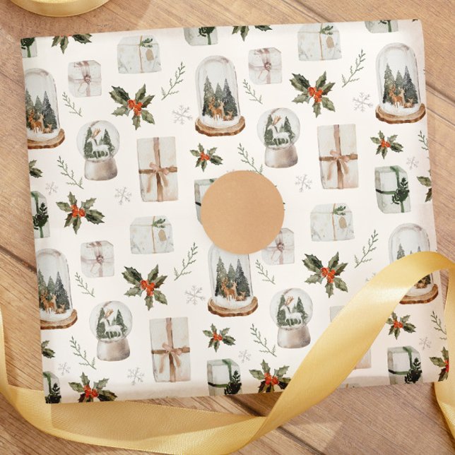 Rustic Snow Globe Christmas Holiday Gifts Wrapping Paper (Creator Uploaded)