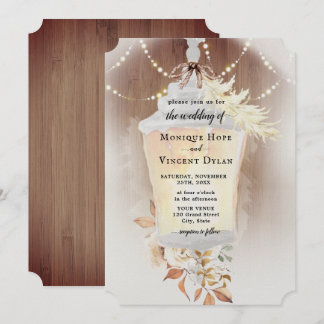 Rustic Snow Lantern Invitation