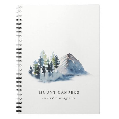 Rustic Snow Pine Woods Watercolor Camping Mountain Notebook