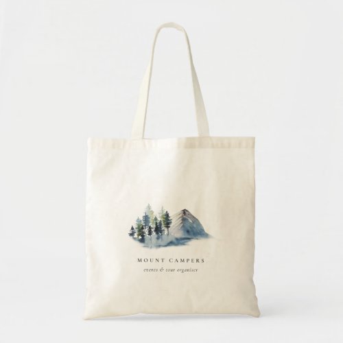 Rustic Snow Pine Woods Watercolor Camping Mountain Tote Bag