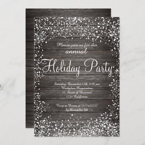 Rustic snow winter corporate holiday Christmas Invitation