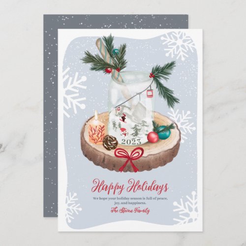 Rustic snow wood Christmas illustrations  Holiday Card