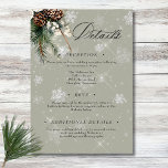 Rustic Snowfall Pine & White Floral Sage Wedding Enclosure Card<br><div class="desc">Envelop your guests in the serene beauty of winter with our exquisite wedding details enclosure card. A calming dusty sage backdrop creates a peaceful canvas for a stunning arrangement of fresh green pine sprigs, soft cream-colored blooms, and rustic brown pinecones. This natural masterpiece is adorned with a delicate snowfall of...</div>