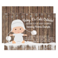 Rustic Snowflake Baby its Cold Outside Baby Shower Card