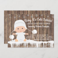 Rustic Snowflake Baby its Cold Outside Baby Shower Invitation