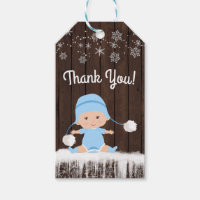 Rustic Snowflake Boy Baby Shower Favor Gift Tags