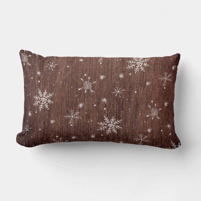 Rustic Snowflake Christmas Lumbar Pillow (Front)